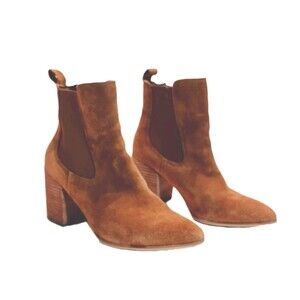 Steve Madden Addy Cognac Suede Western Pointed Toe Booties Sz 9